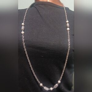 Vintage Sarah Cov Faux Pearl/Filigree Necklace